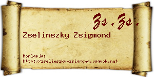 Zselinszky Zsigmond névjegykártya